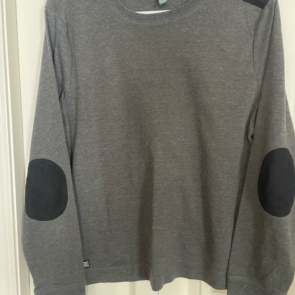 Gray Long Sleeve Shirt with Black Patches